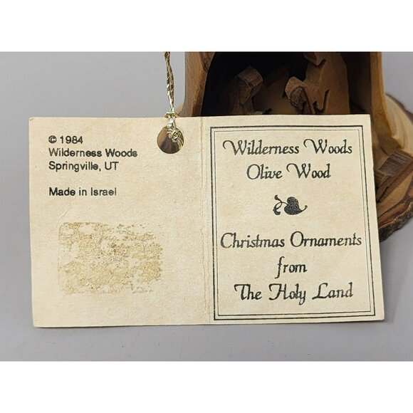 Vintage Wilderness Woods Olive Wood Nativity Christmas Ornament Bell Made Israel - Picture 5 of 10